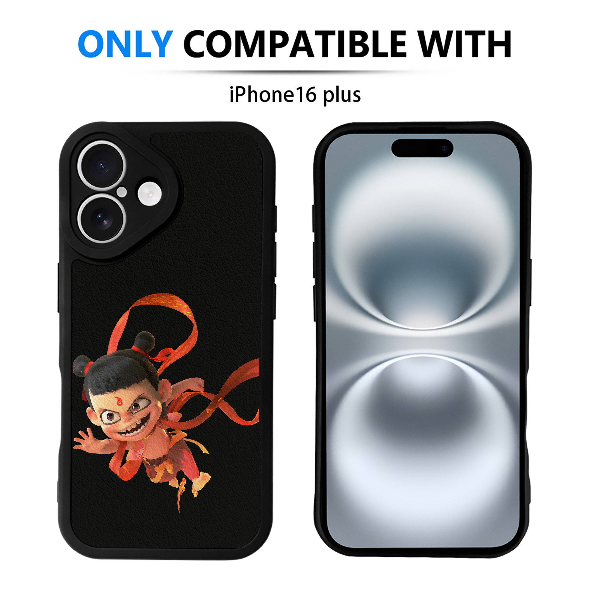 （画像用） Ne Zha 2 ナタ 魔童の大暴れ 【iPhone 16シリーズ対応】シリコンスマホケース（レザー調） 材質：シリコン